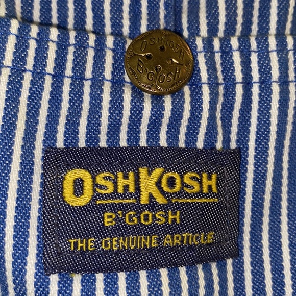 Vintage 1990's OshKosh B'Gosh Boys Striped Engineer Shortalls Overalls S… - Picture 12 of 13